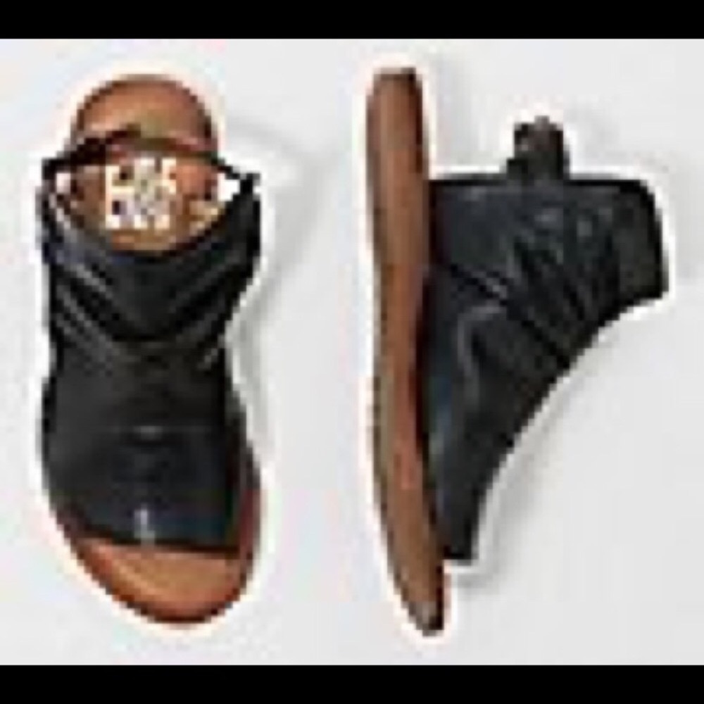 Miz Mooz Leather Ankle Strap Wide Sandals